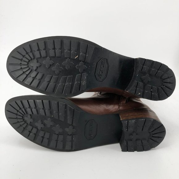 Vibram Brown Leather Heeled Boots | Classic Buckle Accent - Picture 3 of 10